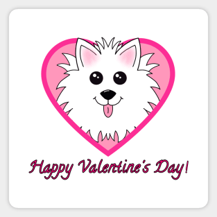 Happy Valentines Day with Dog in Heart Magnet
